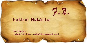 Fetter Natália névjegykártya